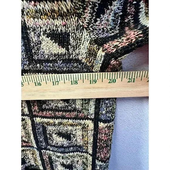 Vintage South Cotton Geometric Hand Knitted Multicolor Abstract Cardigan Size - Picture 5 of 7